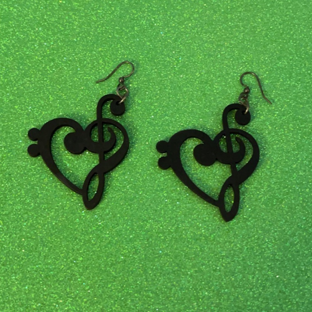 Heart Music Note Earrings
